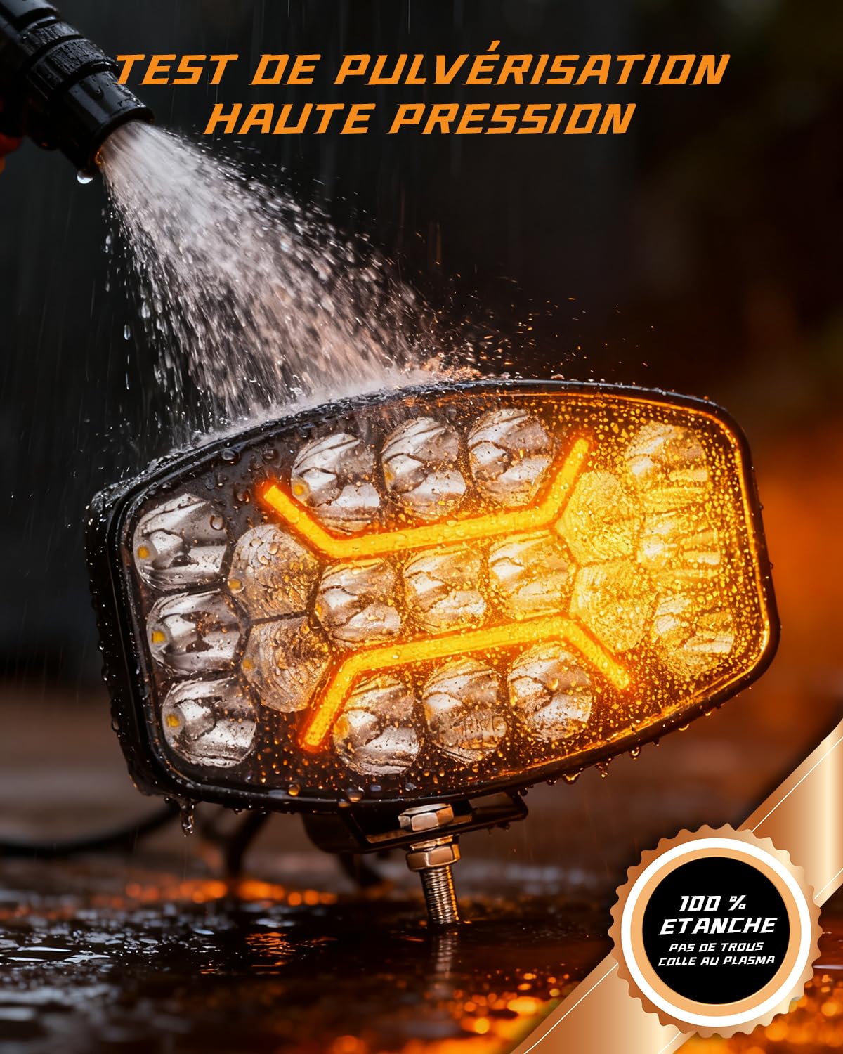 CO LIGHT Feux LED 10 Pouces 150W 35000LM Spot Flood Combo LED Camion Longue Portée avec Feux De Jour Ambre et Blanc Phare de Travail pour Camion 4x4 Tracteur BTP 12V 24V Certifié IP68 ECE 2 pièces