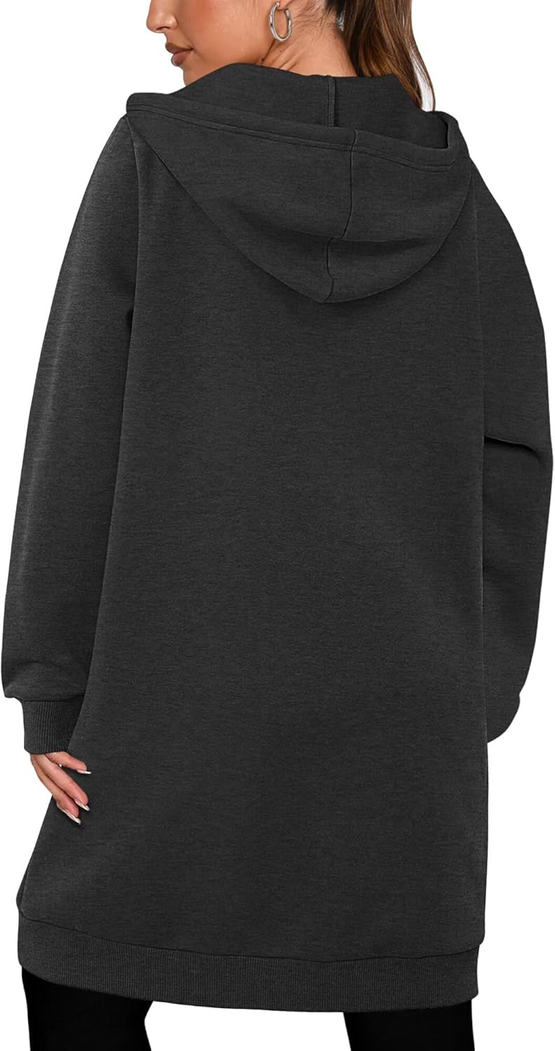 StunShow Womens Zip Up Hoodies Fleece Long Oversized Sweatshirt Jacket Casual Fall Coat with Pocket(S-3XL) - Image 4