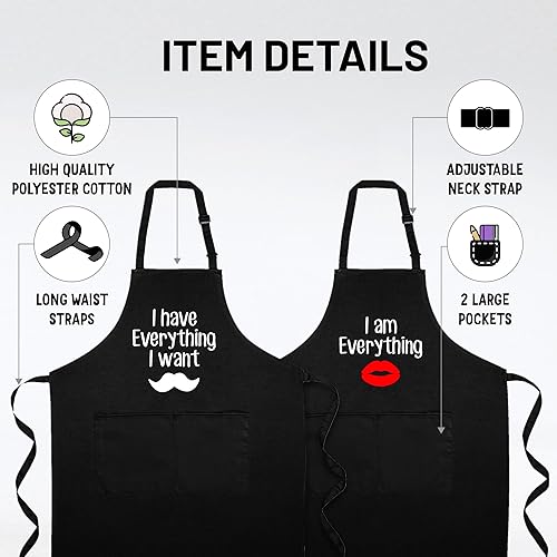 Miniatura 5 de Divertido juego de delantales para parejas aniversario, despedida de soltera, cocina de cocina, boda, regalo de compromiso para él, su novia