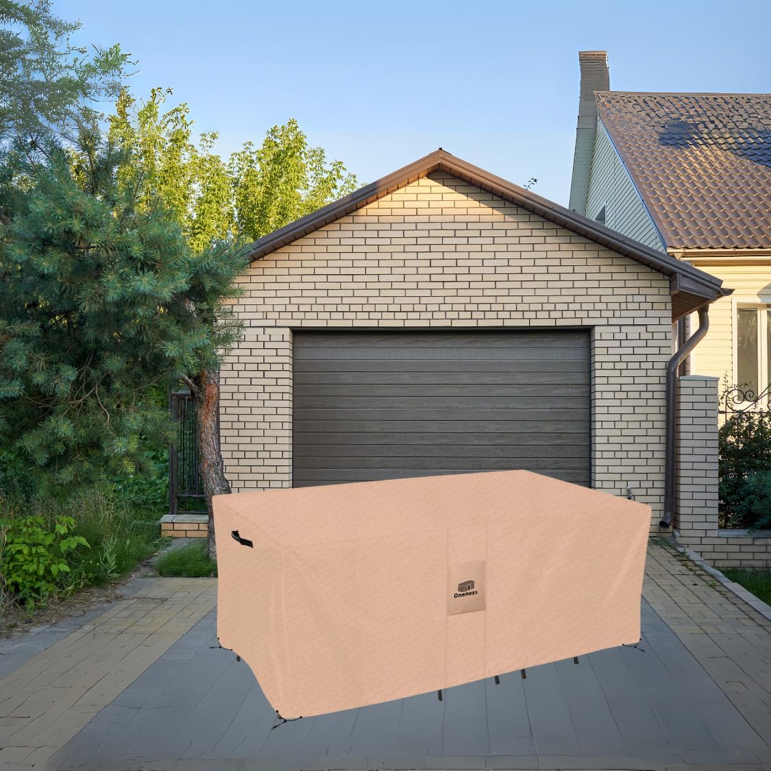 ONENESS Patio Furniture Sets Covers, Heavy Duty Tear Resistant Waterproof UV Resistant Outdoor Rectangular Table and Chair Set Cover, 88" W x 58" D x 29" H