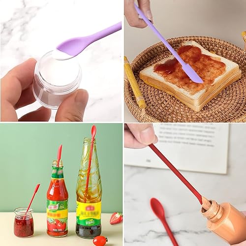 Miniatura 6 de Mini espátula Espátula de maquillaje Juego de espátula pequeña de silicona Pequeña espátula de goma para maquillaje Raspador de tarro fino para