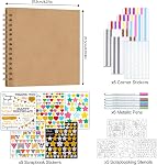 Scrapbook Photo Album, DIY 8 x 8 Inch Hardcover Kraft Blank Paper scrapbooking supplies, 40 Pages with 6 Metal Pens Memory scrap Book for Anniversary Family Wedding (Brown, 8 Inch 40 Pages)