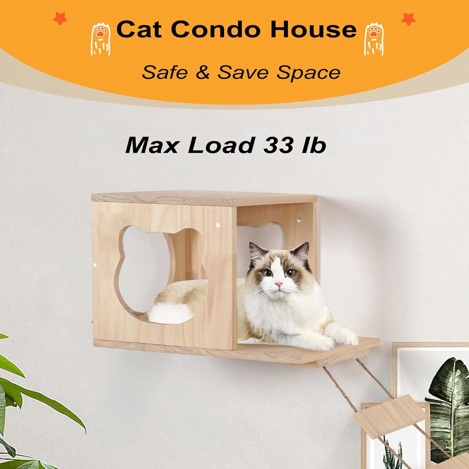 review handrong Cat Wall Shelves,5 Pack Cat Wall Furniture,Solid Wood Cat Shelves for Wall,Cat Climbing Shelves Wall,Wall Mounted Cat Furniture with Cat Perch,Cat Condos House,Cat Steps and Cat Hammock