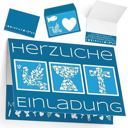 12 Einladungskarten Zur Kommunion Konfirmation Taufe Firmung Symbole Edle Premium Klappkarten Fur Jungen Madchen Einladung Karten Von Breitenwerk Amazon De Burobedarf Schreibwaren