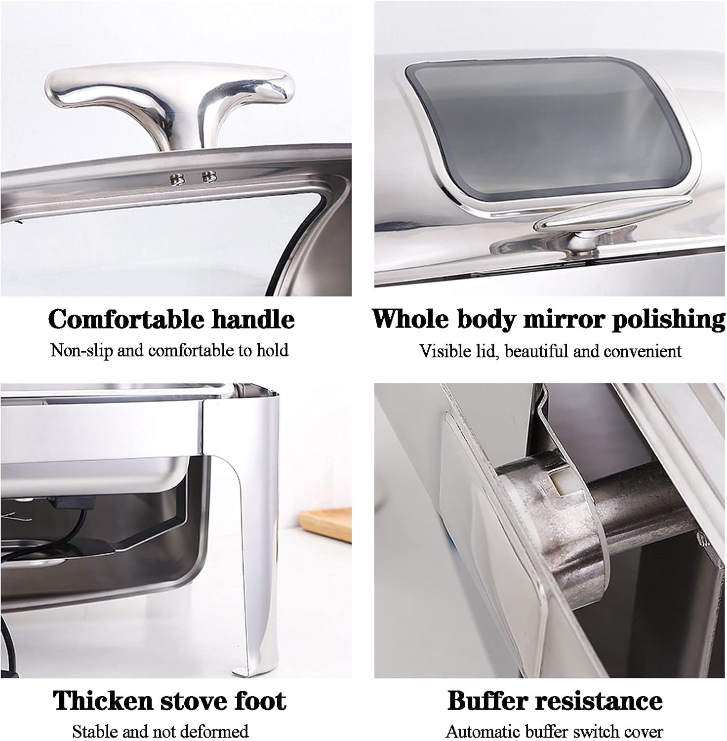Chafing Dish électrique de 13 litres en Acier Inoxydable avec Couvercle Transparent, idéal pour Les buffets et Les réceptions. (FULLSIZEPAN-13L)