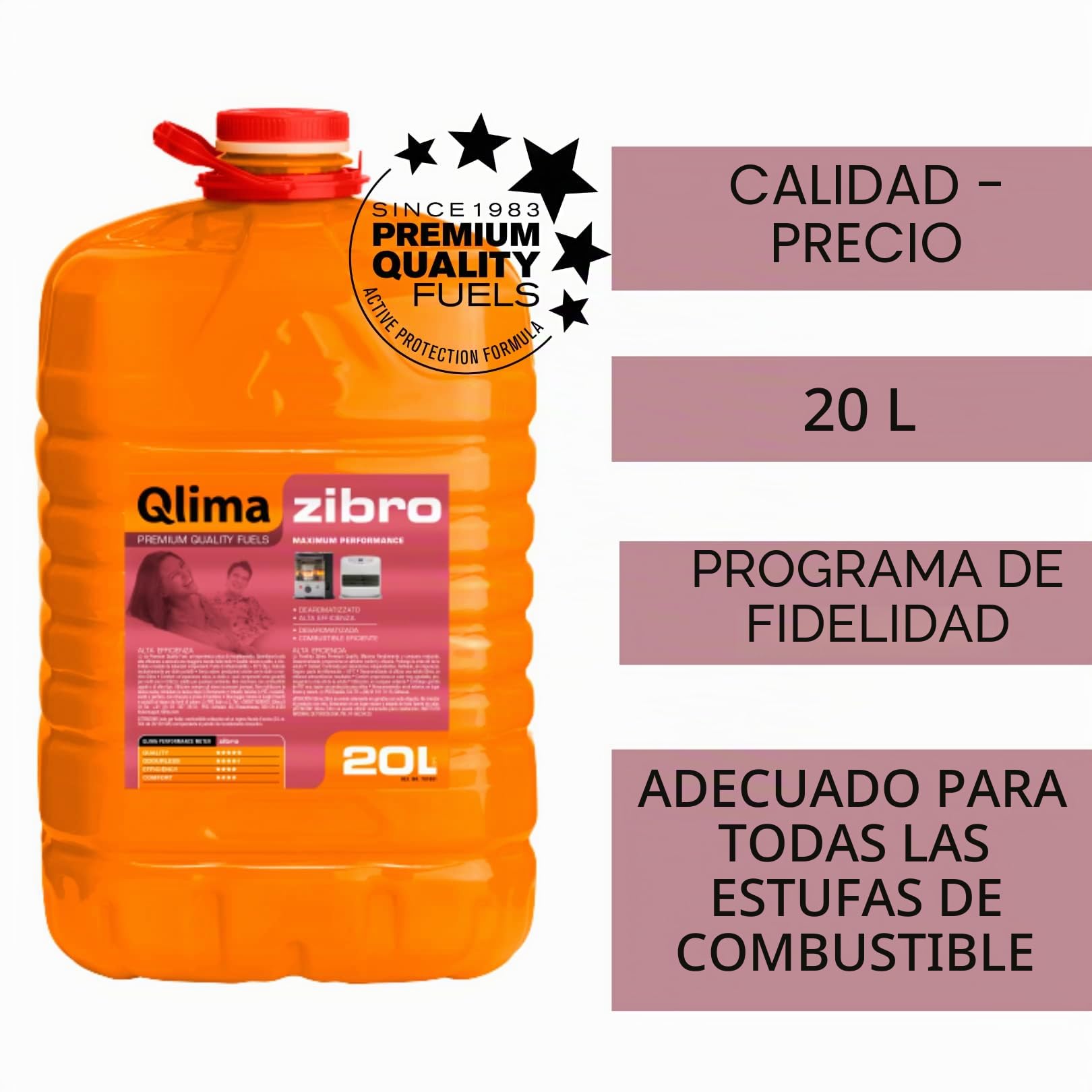 Qlima Combustible líquido para estufas Zibro 20 litros bidón PET