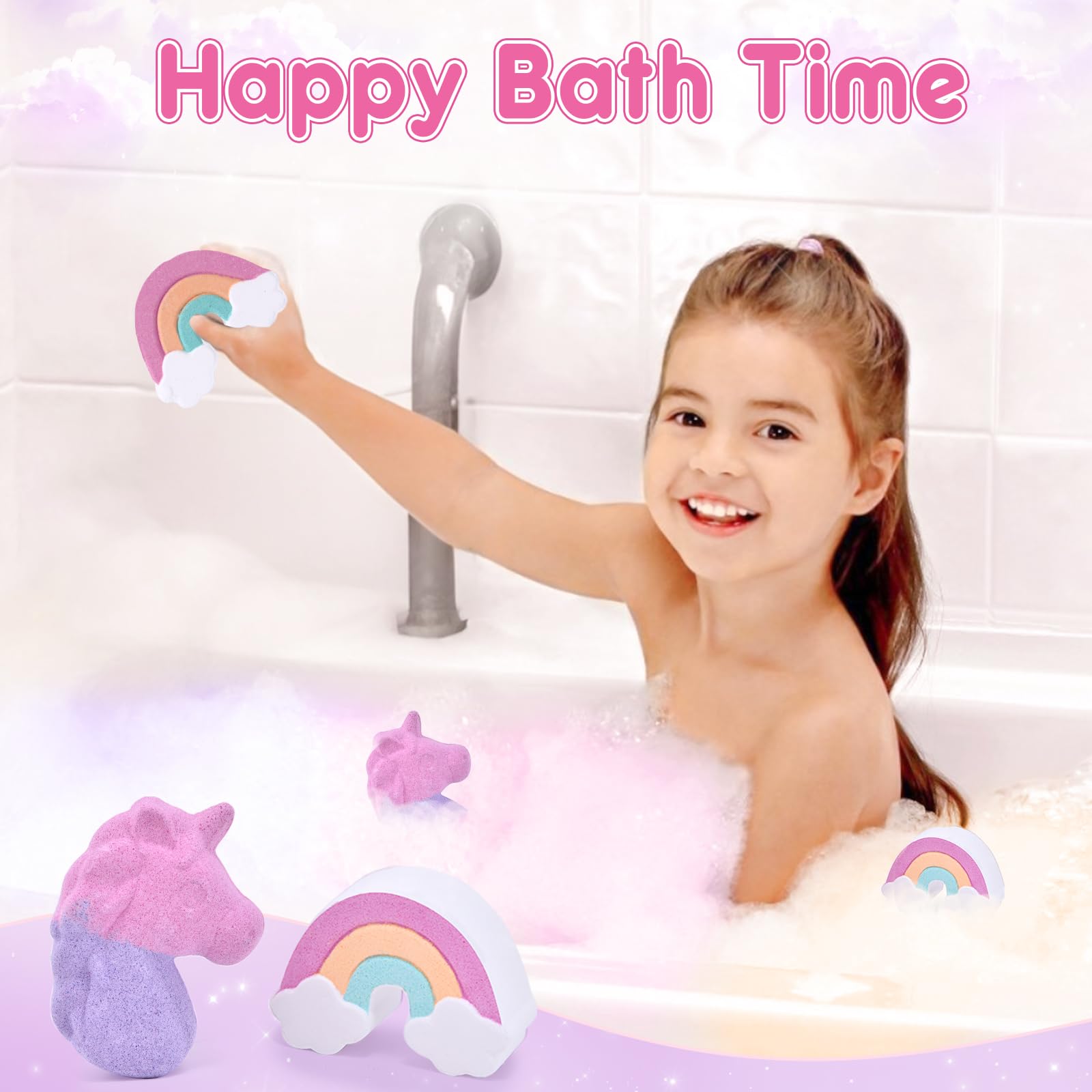 Toyssa Einhorn Geschenke für Mädchen 5-10 Jahren Leuchtend Kuscheldecke Kissenbezug Thermosflasche 500ml Badebomben Augenmaske Geburtstag
