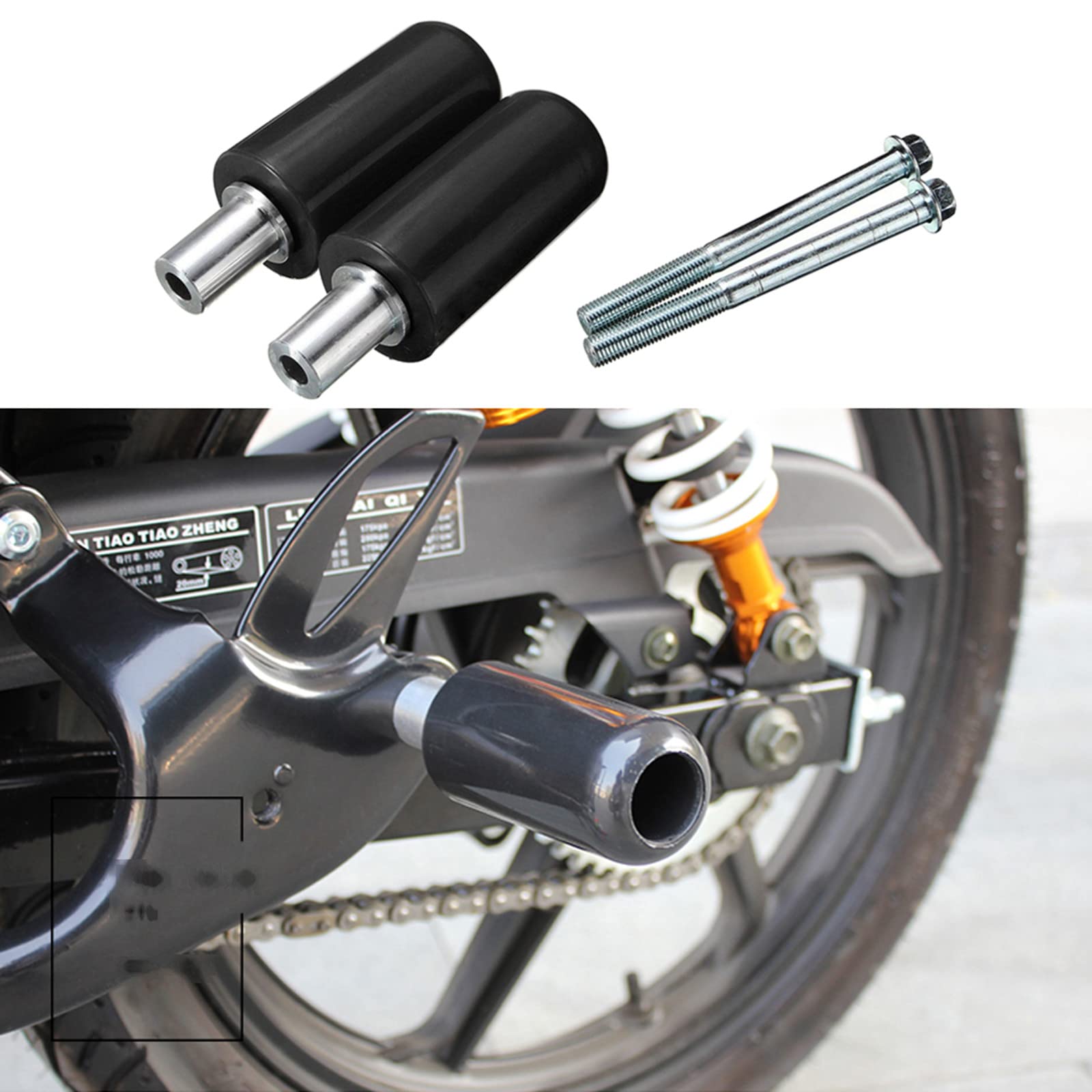 Glissière de cadre de moto universelle de 10 mm, protection contre les collisions pour Yamaha, Suzuki, Honda (2 pièces) (noir)