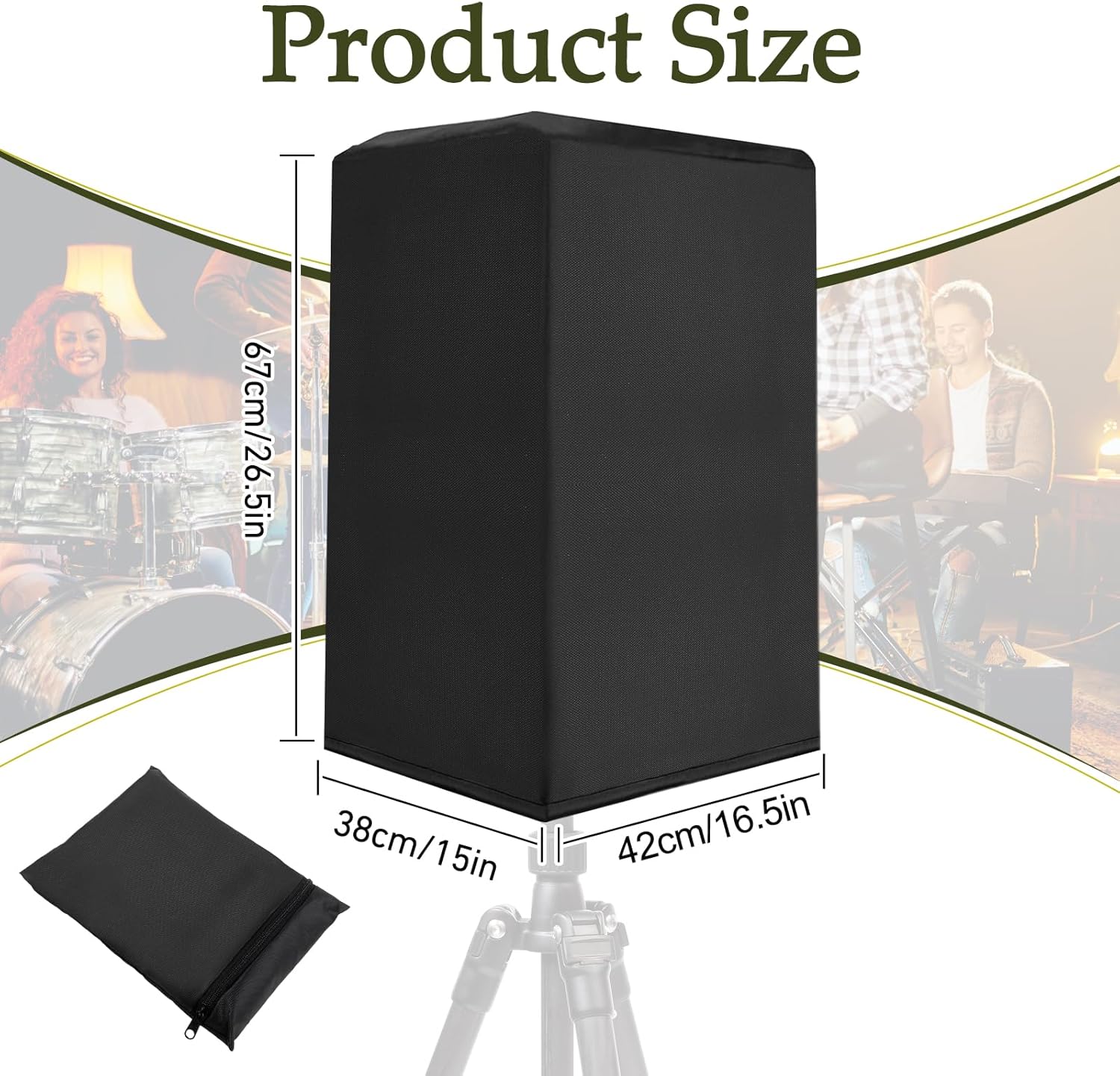 Protective Speaker Cover Dust-Proof Audio Equipment Shield Upright Speaker Bag for Outdoor, Multiple Sizes, Black(15 * 16.5 * 26.5inch) - Image 2