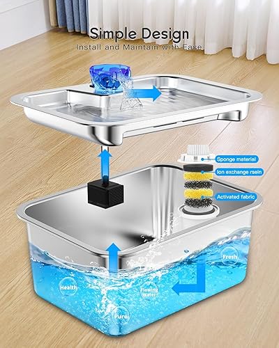 Miniatura 7 de Fuente de agua para perros de acero inoxidable, fuentes extra grandes de 3 galones para perros grandes, dispensador automático de cuencos para