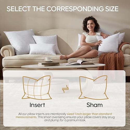 Miniatura 3 de Swandream Juego de 4 rellenos de almohada de plumas esponjosas, cuadrados suaves de 18 x 18 pulgadas, relleno alternativo de plumas y plumón