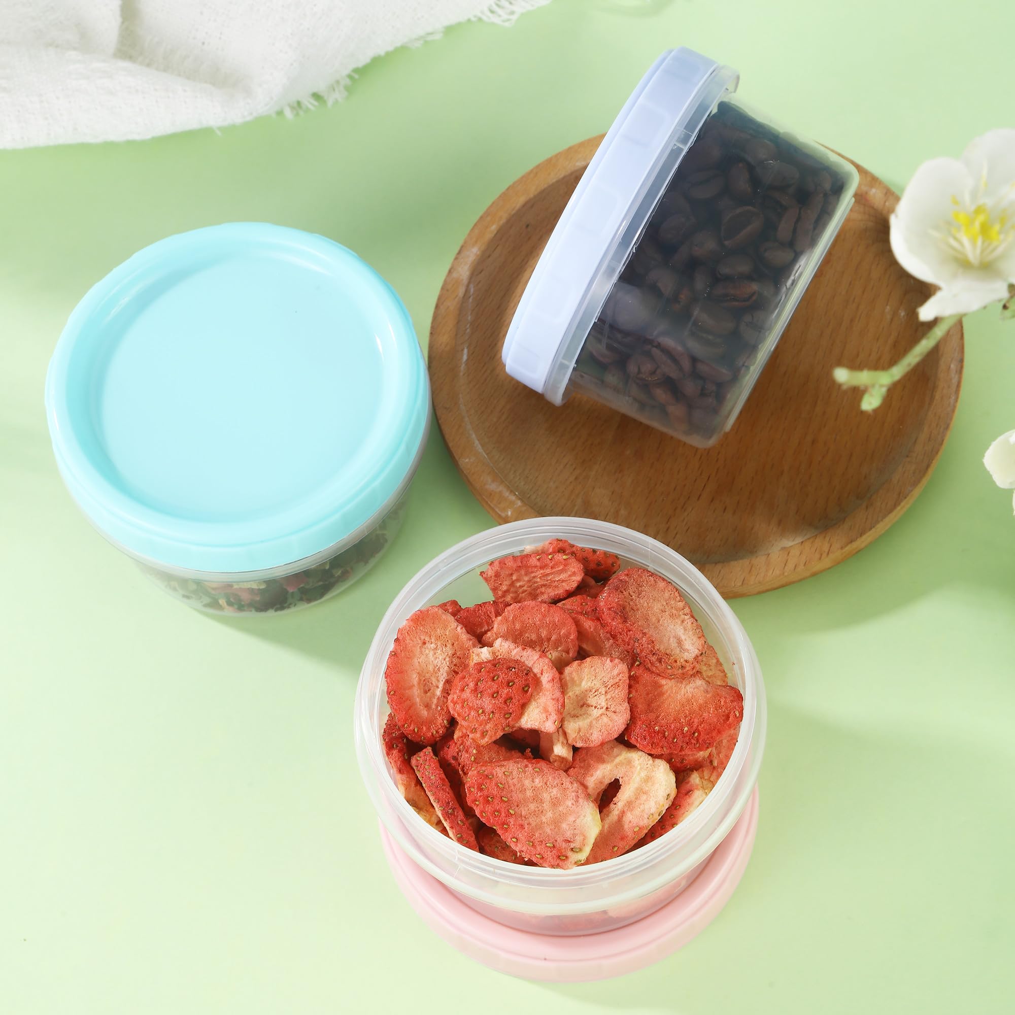 Kleine dozen met deksel, plastic, 8 stuks, 110 ml vershouddozen, herbr