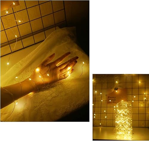 Miniatura 3 de Paquete de 20 luces de hadas que funcionan con pilas, 6.6 pies, 20 luces LED de alambre plateado impermeable, mini luz LED estrellada para fiestas,