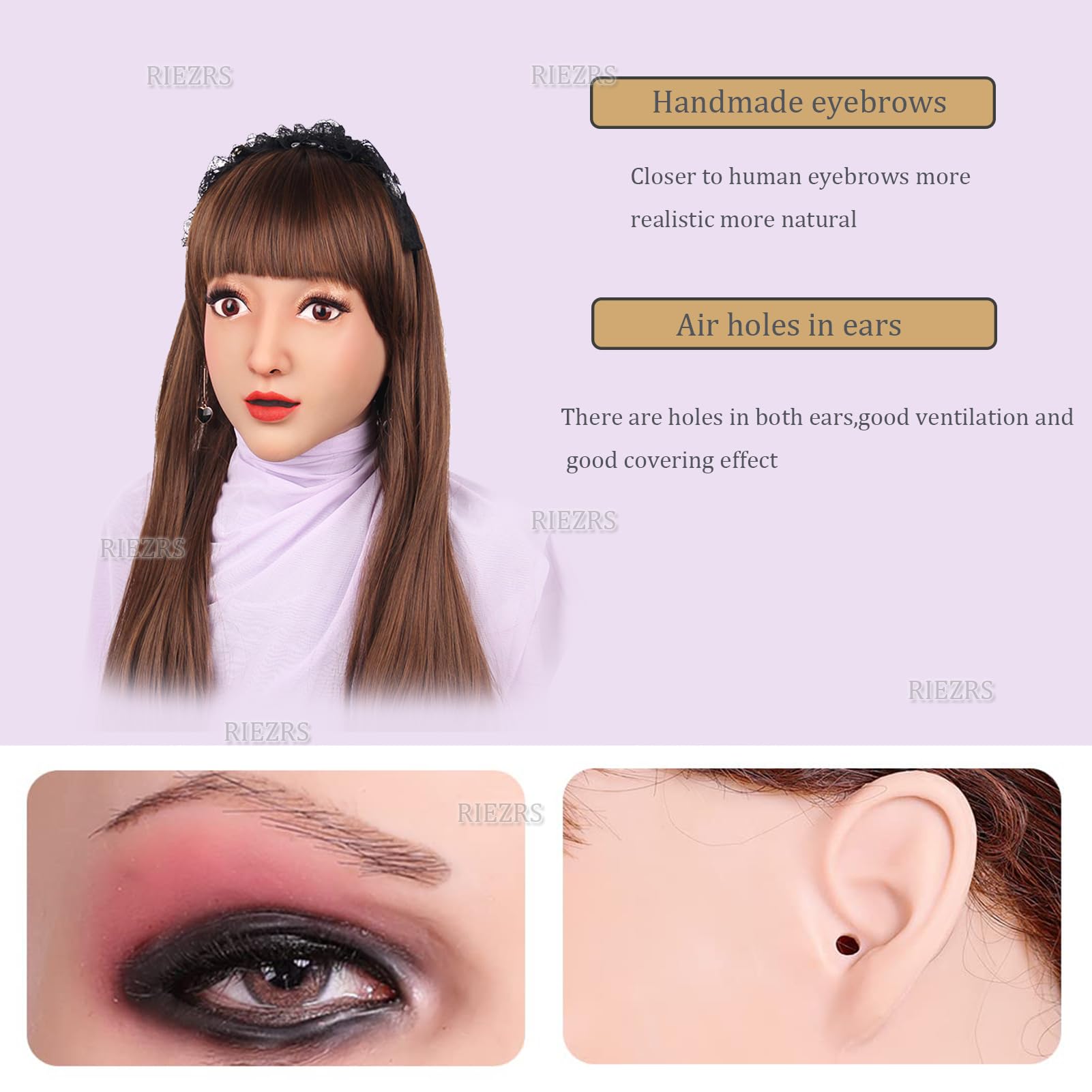 Ultra realistyczna kobieca silikonowa maska na głowę z makijażem piękna sztuczna głowa do crossdressingu cosplay