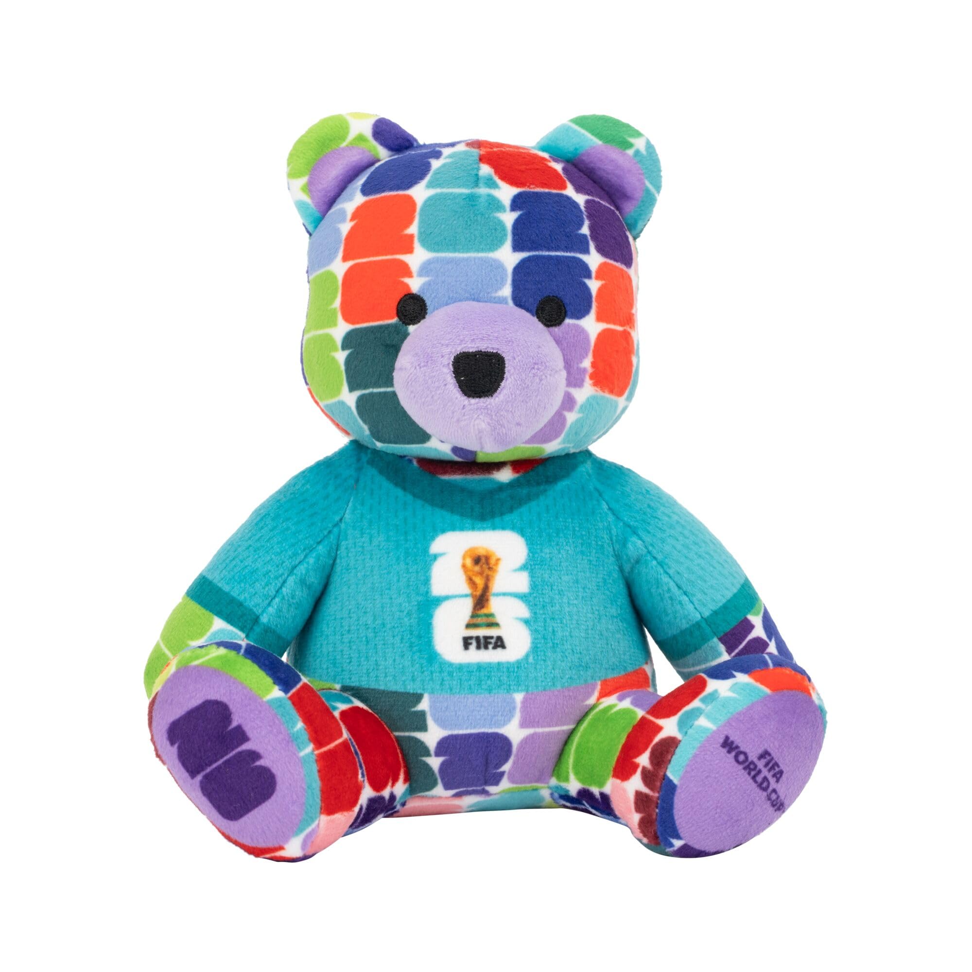 FIFA World Cup 26 6-Inch Colourful Football Bear Plush - Official 2026 World Cup Collectible with FIFA Trophy Logo Tee - Ages 3+ - 1