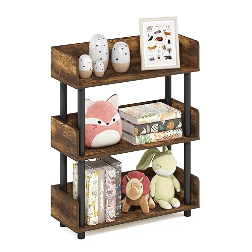 Furinno TURN-N-TUBE Display Shelf, 3-Tier Storage Shelves with Side Panels,