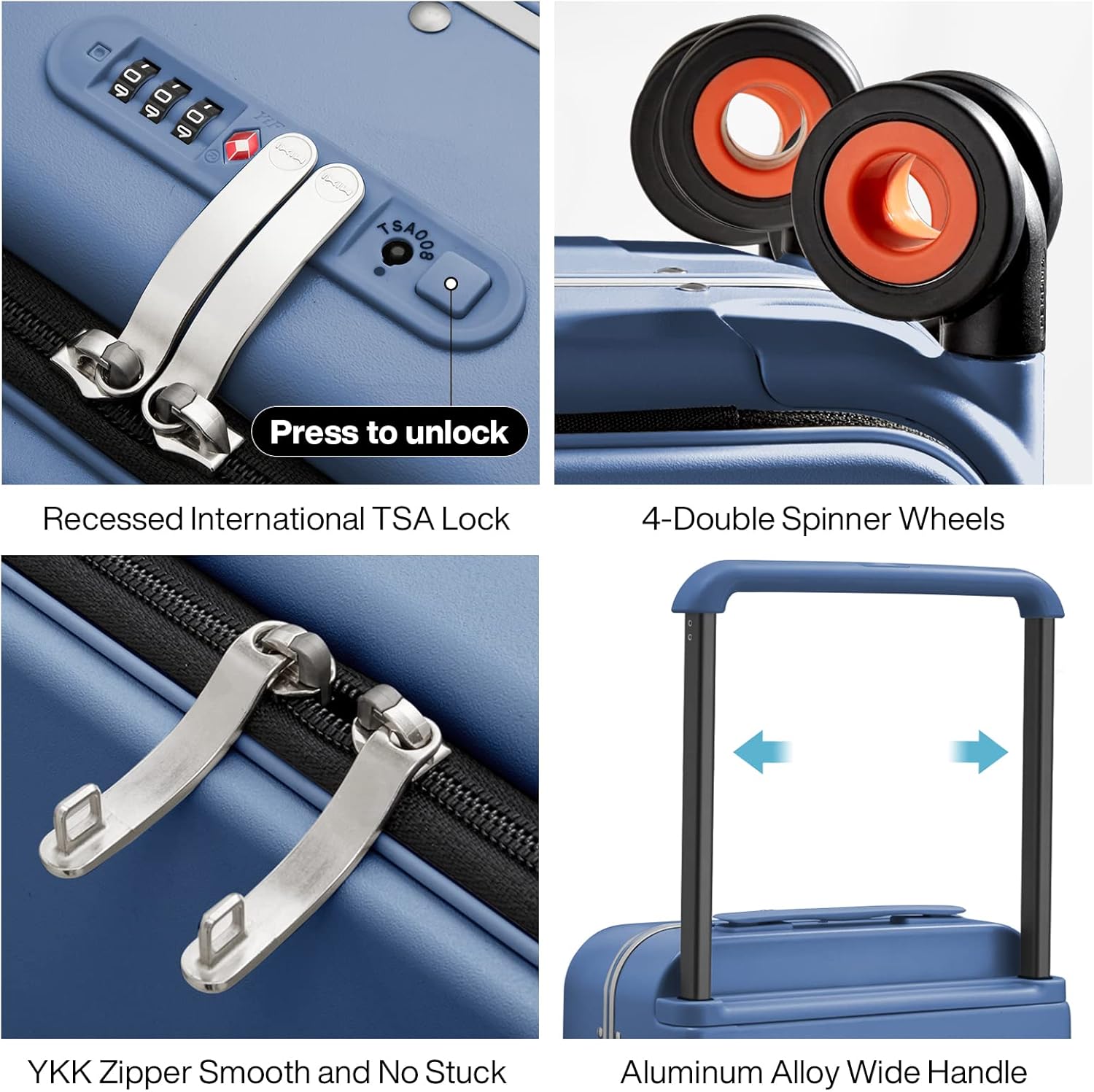 Review Mixi Carry On Luggage Wide Handle Luxury Design Rolling Travel