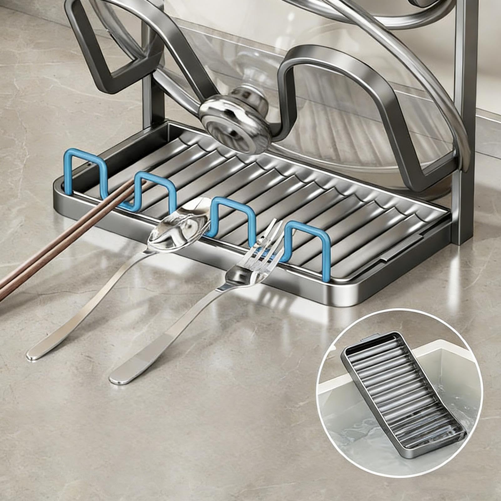 Organizzatore Coperchi Pentole 3 Metallico Antiruggine Multifunzionale | Supporto Coperchi Pentole Durante Cottura Per Dormitorio Camper Casa Ristorante Armadio Cucina