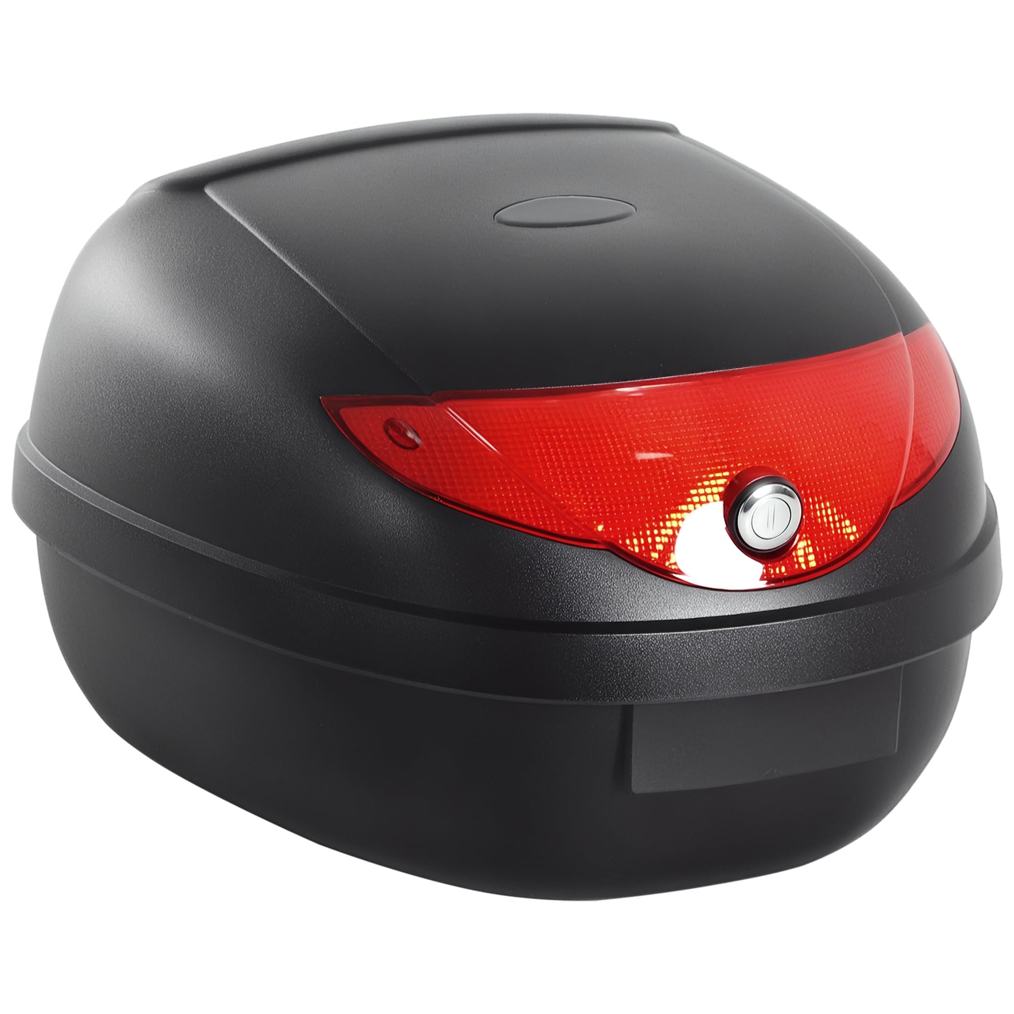 HOMCOM 24L Motorcycle Tail Box Luggage Case - Black & Red - Lockable Storage with Reflectors