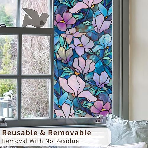 Miniatura 7 de funlife Película de vitrales dibujada a mano, adherencia estática gruesa de doble cara, decoración de ventanas de vidrio no adhesiva para puerta de