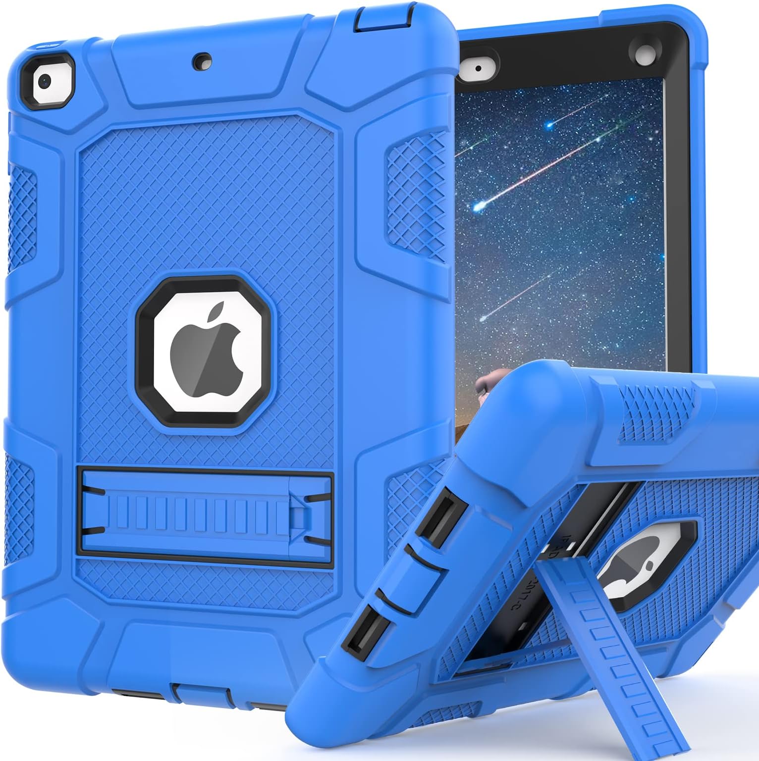 iPad mini 5 Case, iPad mini 4 Case, Hybrid Three Layer Armor Shockproof Rugged Drop Protection Cover Case Built with Kickstand for iPad mini 4/5 7.9 Inch (Blue+Black)