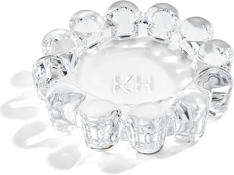 khtumeware Chic Clear Bubble Glass Candle Dish Modern Clear Glass Candle Holder for Tealights & Diffusers, Decorative Tray for Home & Tabletop Decor2 Pack