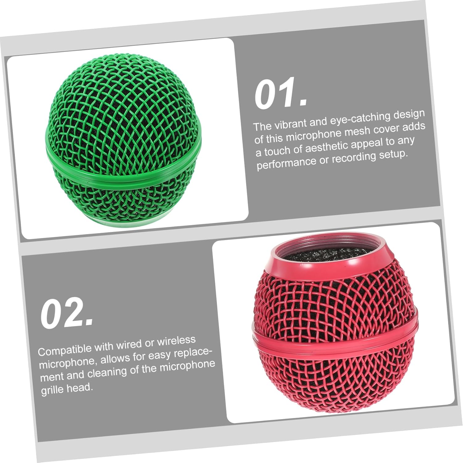 4pcs Microphone Grill Head Replacement Mesh Grill Cover Mic Ball Head Speaker Cloth Accessory Microphone Windscreen Wire Wireless Mic Supplies