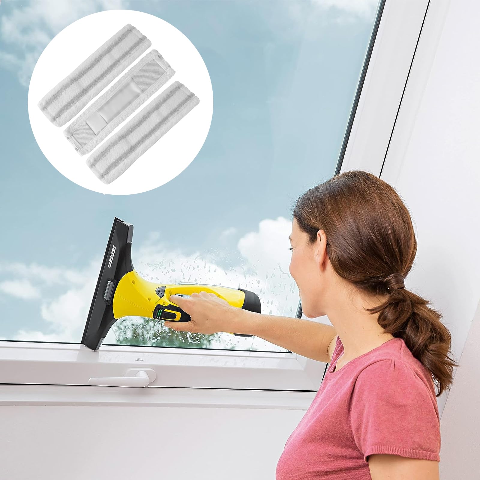 Lot De 4 Chiffons En Microfibre Wv Pour Nettoyeur De Vitres Karcher Wv 2 Plus N Wv 2 Premium Wv 5 Plus N Wv 5 Premium Wv6 Plus 89080039