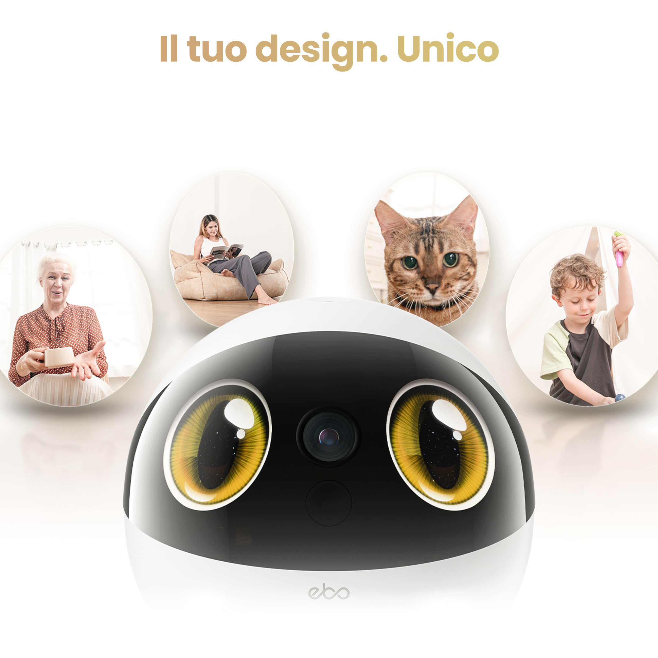 Enabot EBO Air 2S FamilyBot – Robot Telecamera Animali 2.5K, Batteria 9-10H, Tracciamento IA, Video Bidirezionale con Ricarica Auto e Storage Locale – per Gatti, Cani e Famiglia