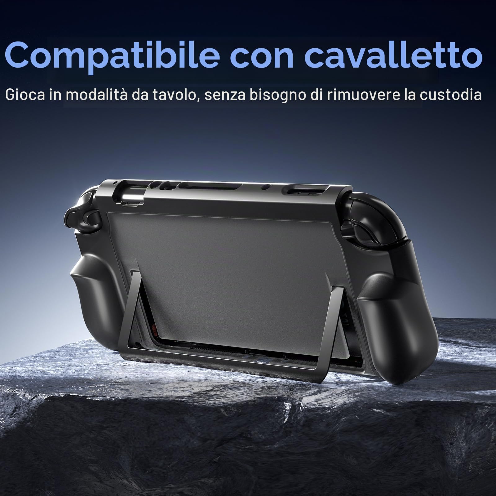 ProCase Custodia Dockable per Nintendo Switch 2 2025, Copertura Protettiva Custodia Slim Grip con Supporto per Switch 2 Console da 7,9 Pollici, Presa Ergonomica e Quick Release -Nero
