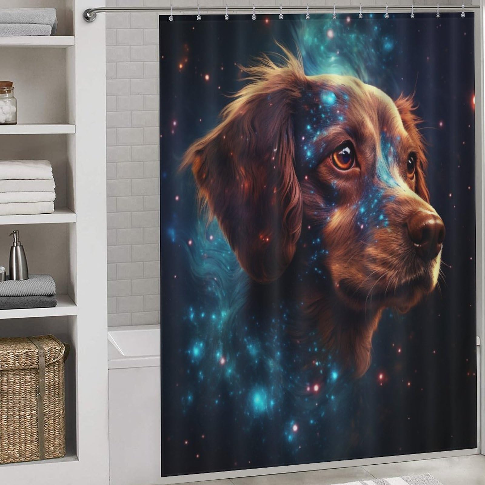 Rideau de douche de qualité supérieure en polyester imperméable imprimé chien mignon