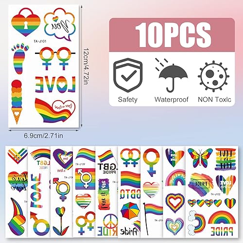 Miniatura 2 de 77 calcomanías de tatuaje de arcoíris, tatuajes temporales de orgullo, decoraciones de tatuajes gay, accesorios Lgbtq, impermeables, calcomanías de