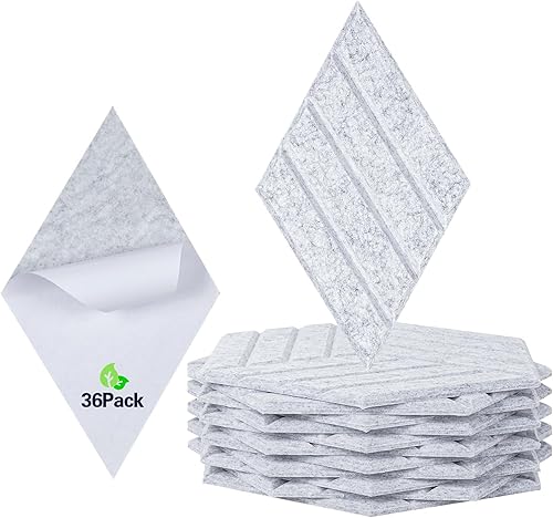 Miniatura 1 de Paquete de 12 paneles acústicos autoadhesivos de 14 x 12 x 0.4 pulgadas, paneles de pared decorativos de alta densidad para pared, paneles de pared