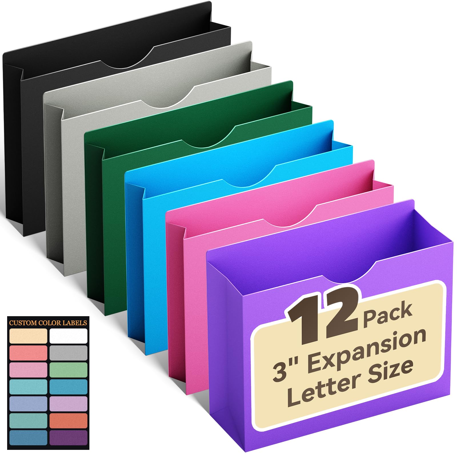 Photo 1 of ****6 PACK****ANSOOK Manila File Jackets & File Pockets Letter Size,Reinforced Straight Cut Tab,Heavy Duty 3" Expansion Manila Folders,6 Pack Job Folder File Jackets Designed for Use in Standard Hanging Files