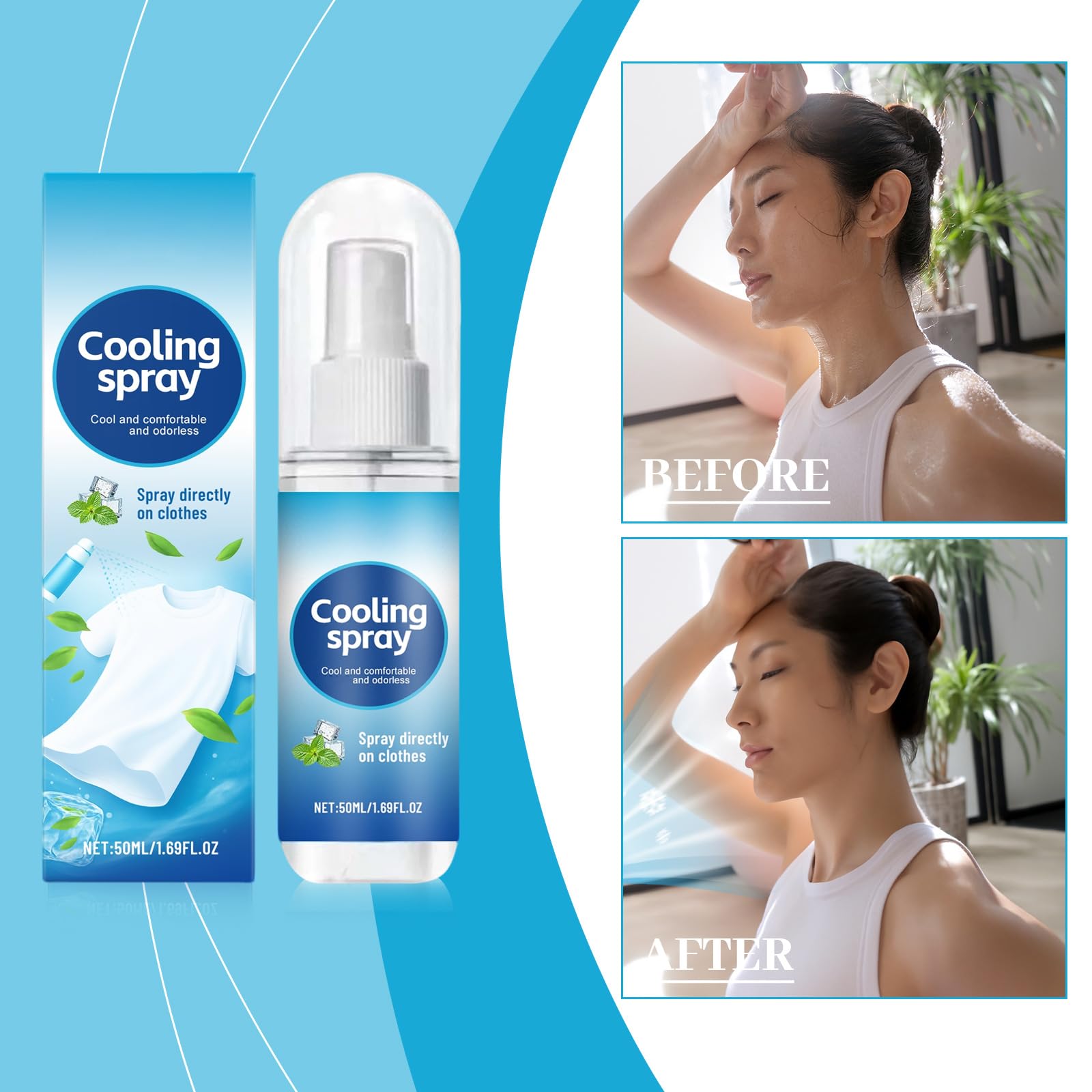 Kühlendes Spray für Gesicht und Körper, sommerlicher Kühlnebel (6pcs)