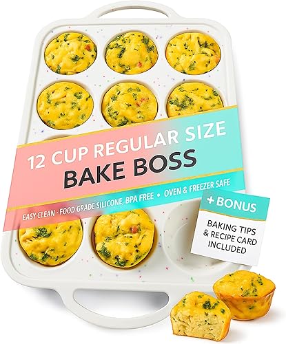 Miniatura 16 de Paquete de 1 mini molde de silicona para magdalenas, 24 tazas, antiadherentes de silicona para hornear con asas reforzadas con metal, bandeja para