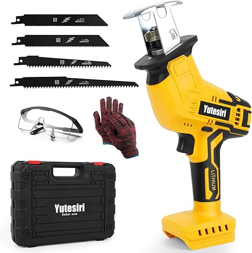 Sierra recíproca inalámbrica, compatible con batería DeWalt de 20 V MAX, velocidad variable de 0 a 3000 SPM, 4 hojas de sierra, sierras alternativas