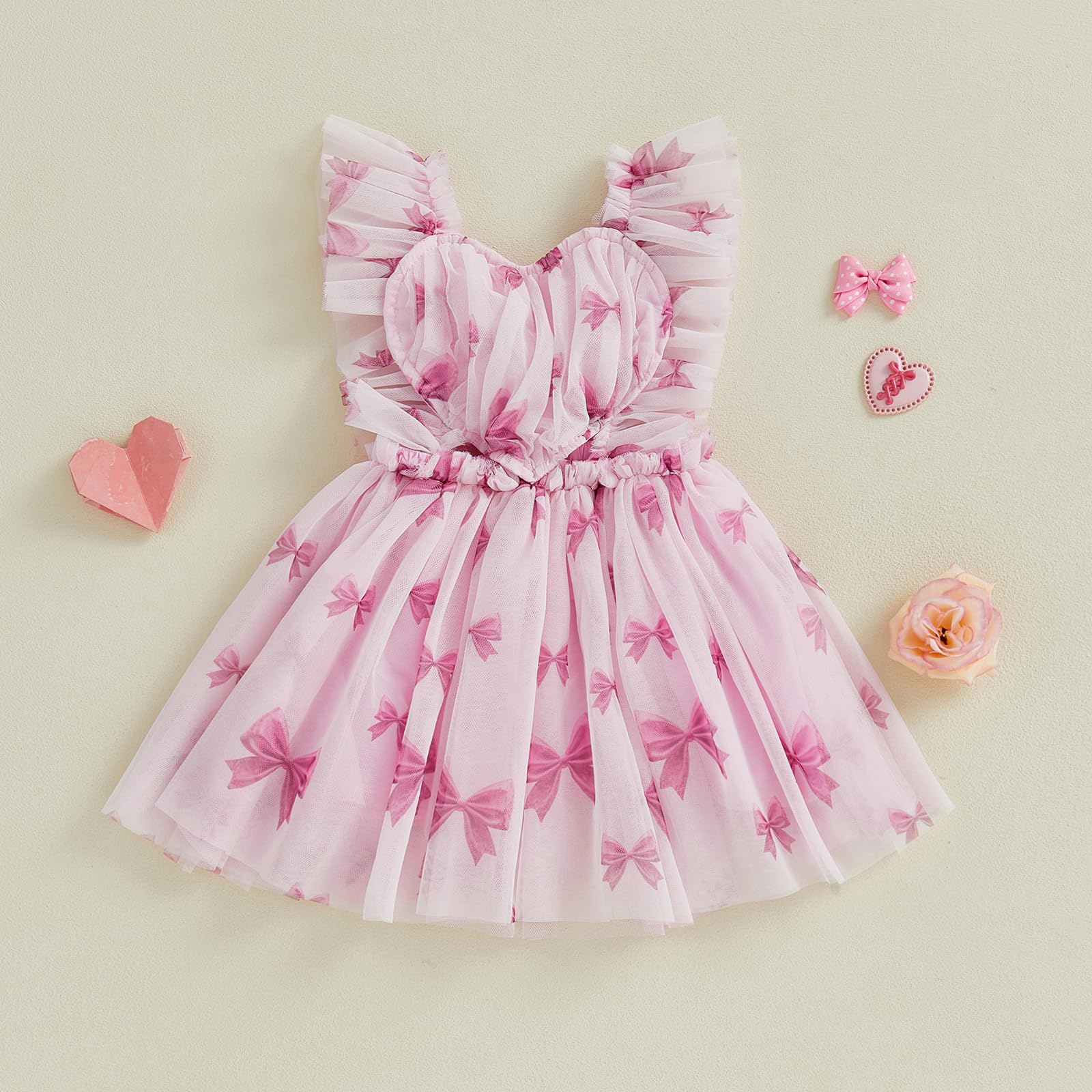GXNRHG Baby Girl Valentines Tutu Sukienka Śliczny nadruk w kształcie serca Pończoch Suknie liniowe Letnia księżniczka Urodziny Party Wzburzona sukienka letnia