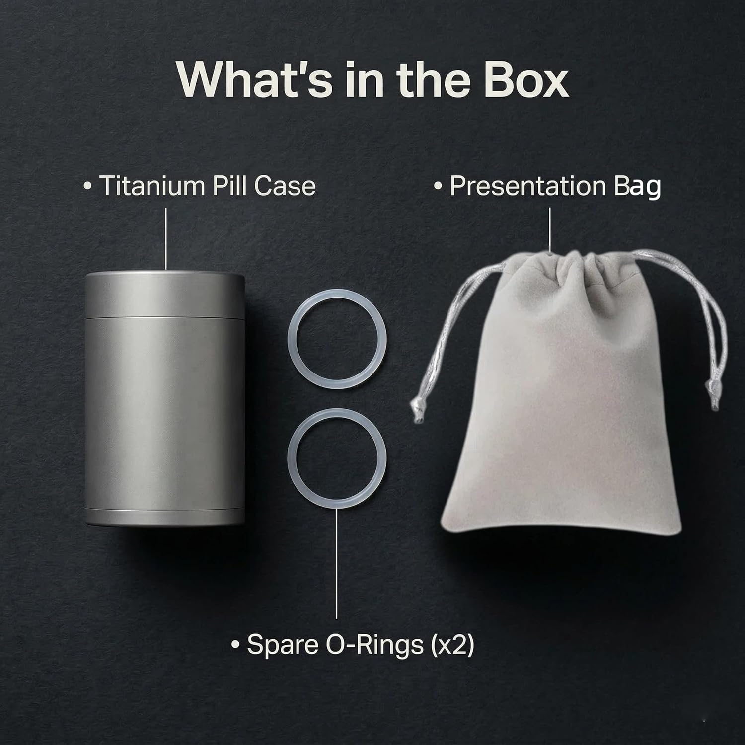 Titanium Pill Case, 2mm Thick Heavy Duty Pocket Pill Container for Purse and Travel, Airtight Metal Medicine Organizer for Vitamins and Supplements, 1.35 fl oz, Stone Washed