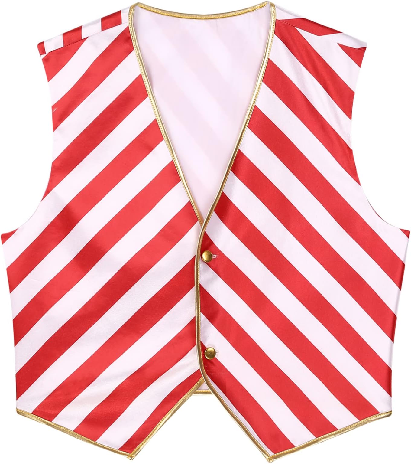 ZalditaMen's Christmas Candy Cane Red White Stripe Waistcoat Vest Tops Santa Claus Sleeveless Tops