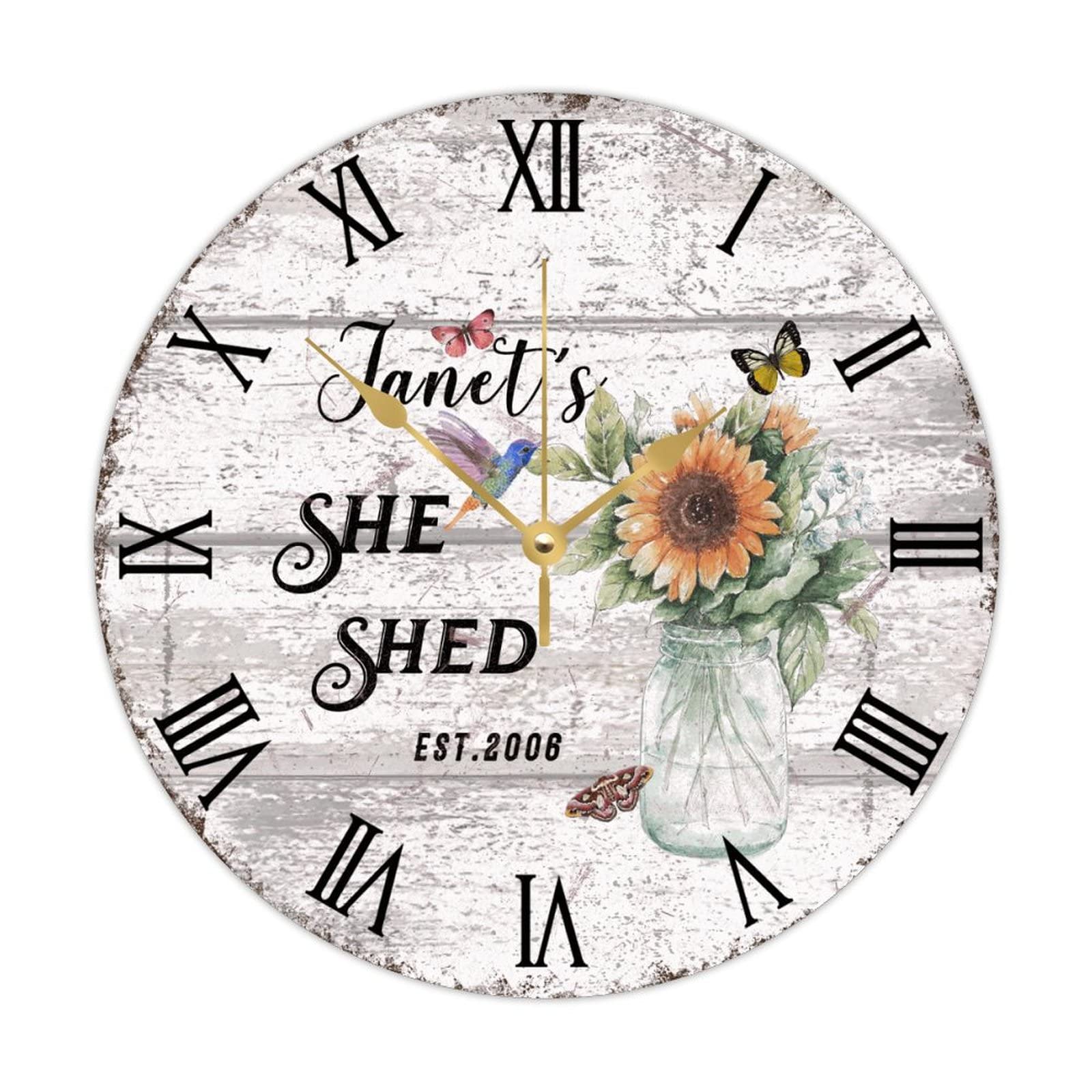 Horloge murale silencieuse en bois personnalisable sans tic-tac