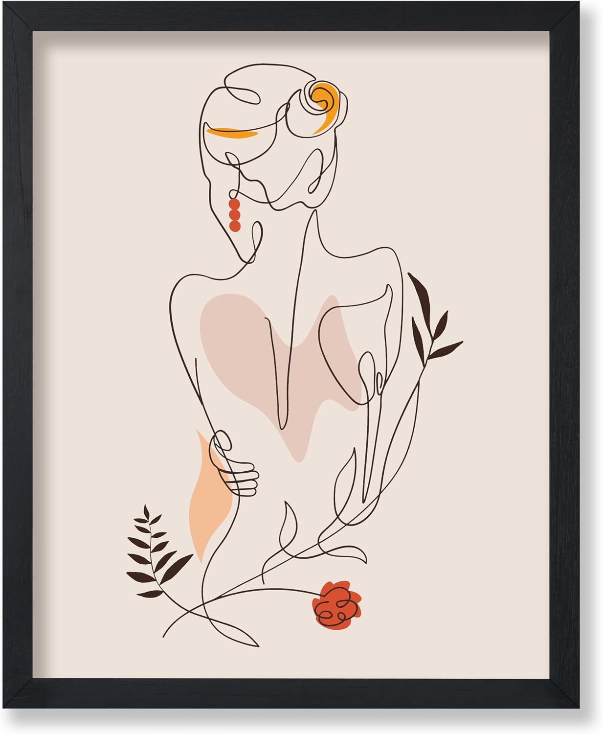 Poster Master Woman Backside Poster - Lady Print - Girly Artwork - Line Drawing - Chic Boho Design - Floral Illustration - Aesthetic Art - Office or Bedroom Decor - 8x10 UNFRAMED Wall Decor
