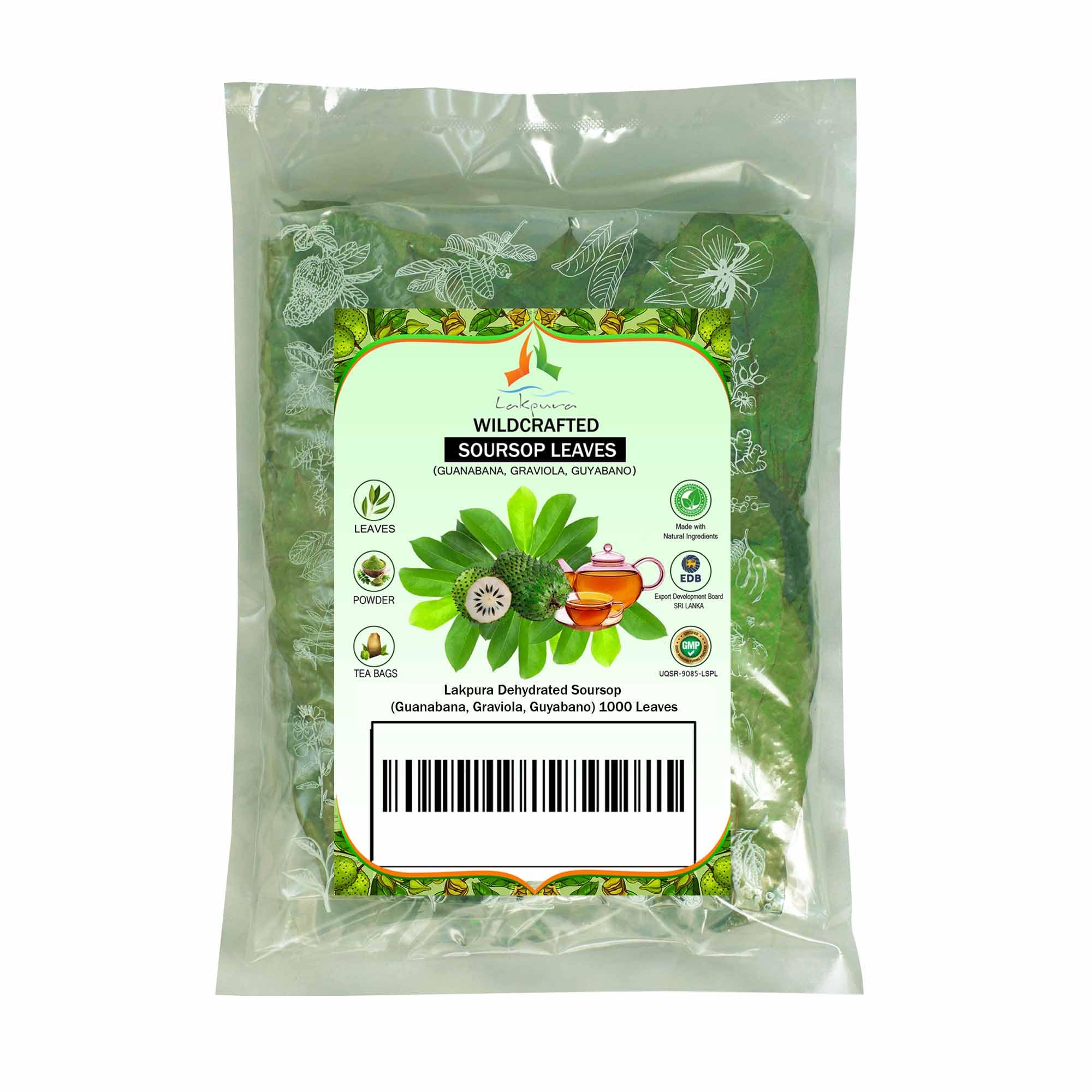 Lakpura® Wildcrafted Soursop (Guanabana, Graviola, Guyabano) Dehydrated 1000 Leaves (±250g, ±8.8oz)