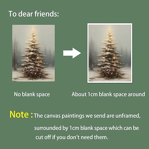 Miniatura 6 de Huabsad Arte de pared vintage con árbol de Navidad, arte retro iluminado de pino de invierno, impresiones estéticas botánicas de escena rústica,