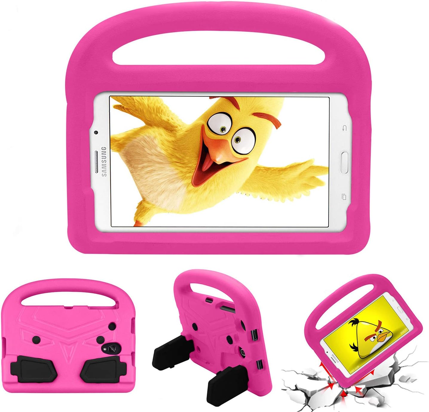 Kids Case for Samsung Galaxy Tab 8.0" SM-T330/T375/T377/T380/T385/T387, Cookk Light Weight Shockproof Handle Unique Kickstand Protective Universal Cover Children, Pink