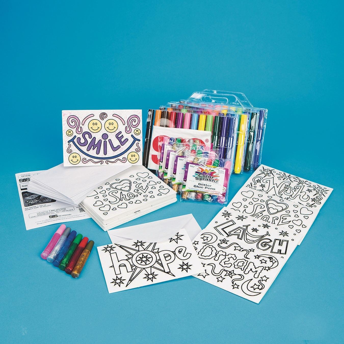 S&S Worldwide Good Vibes Velvet Art Cards Craft Kit (Pack of 48)
