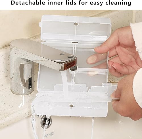 Vista 21 de FYY - 2 pastilleros diarios con 7 compartimentos para pastillas, para viaje, diseño plegable, para guardar vitaminas, aceite de hígado de bacalao