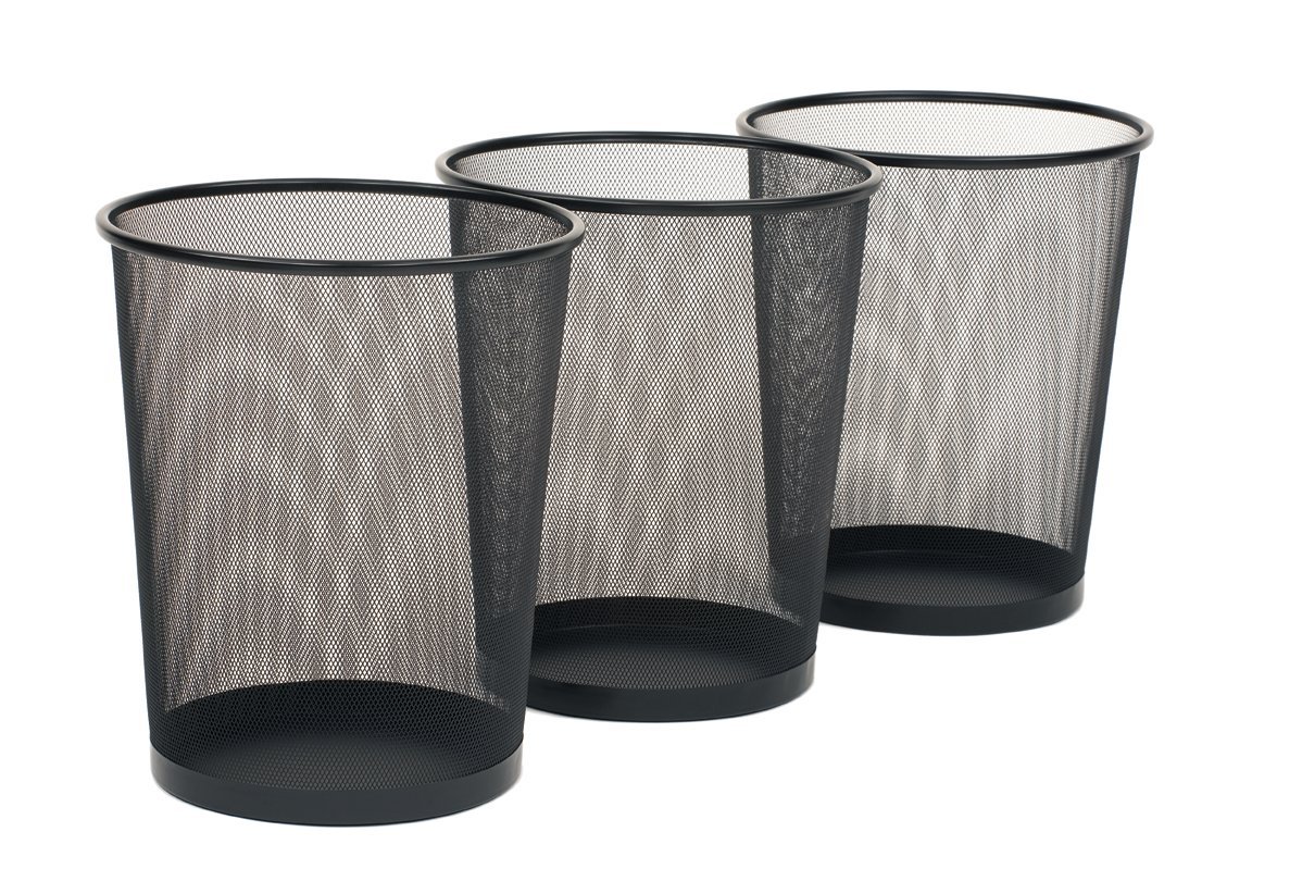Recycling Dust Bins Round Shape Metal Mesh Wastebasket for Home/Office/College (Set of 3, Black)-image-14