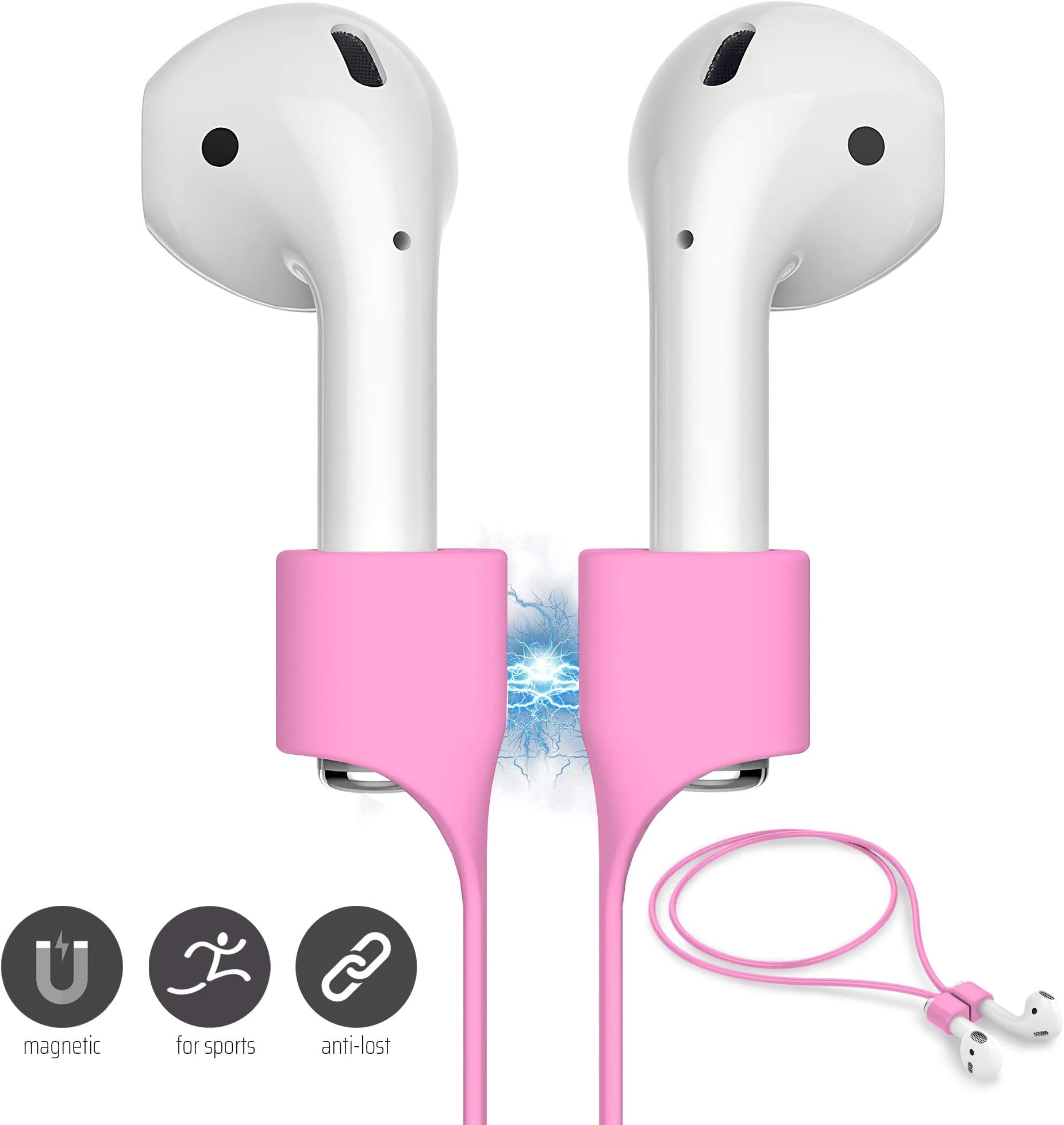 FONY Airpods Magnetic Strap Anti-Lost Airpods Cord Sport String Silicone Leash Cable Connector – Airpods Accessories for Airpods Pro/2/1 (Pink)