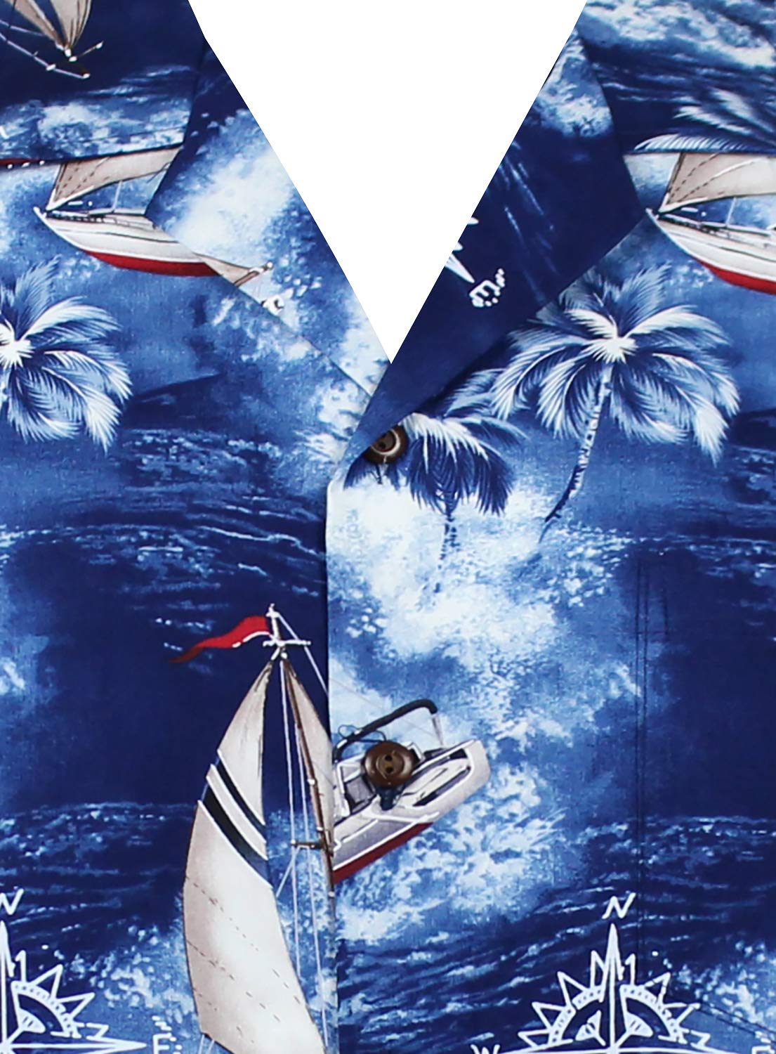 Pacific Legend | Camicia hawaiana originale | da uomo | S - 4XL | manica corta | tasca frontale | stampa hawaiana | Yachts Palms Sea | Blu
